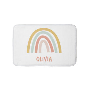 Boho Pastel Rainbow Personalised Bath Mat