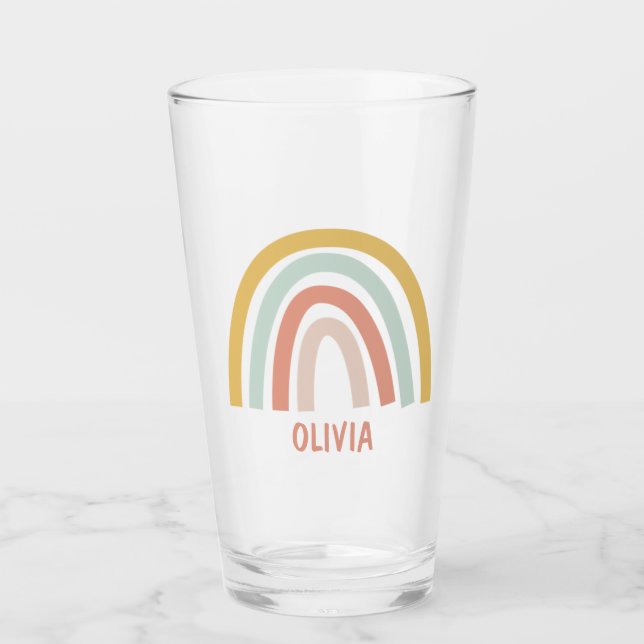 Boho Pastel Rainbow Personalised Glass (Front)