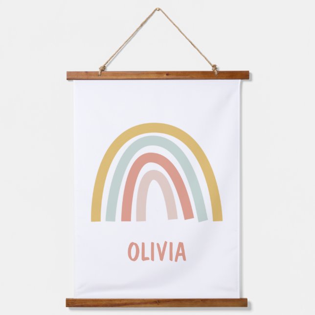 Boho Pastel Rainbow Personalised Hanging Tapestry (Front)