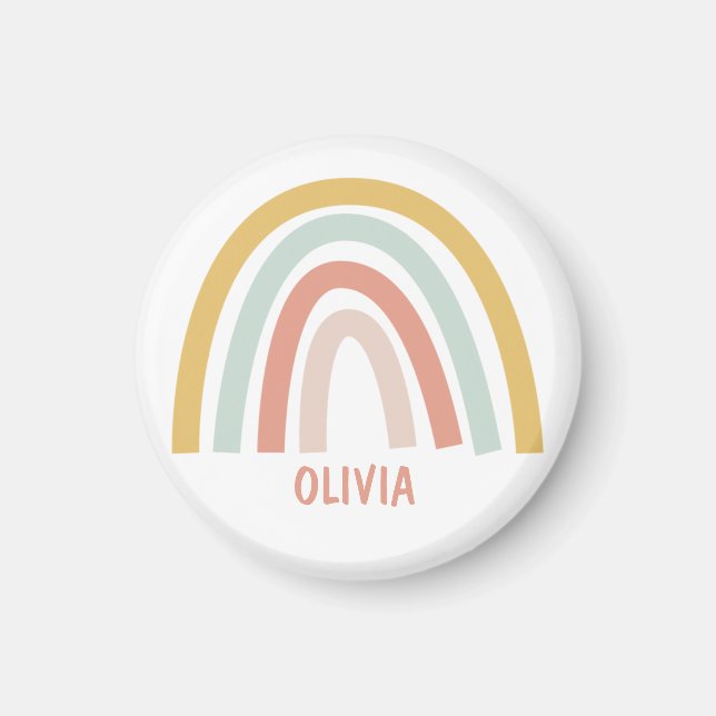 Boho Pastel Rainbow Personalised Magnet (Front)