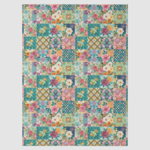 Boho Pastel Spring Floral Patchwork Decoupage Tissue Paper