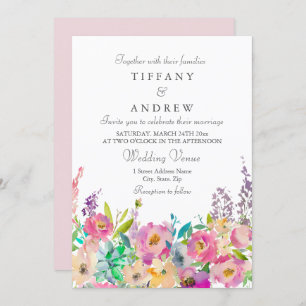 Boho Pastel Watercolor Floral Wedding Invitation