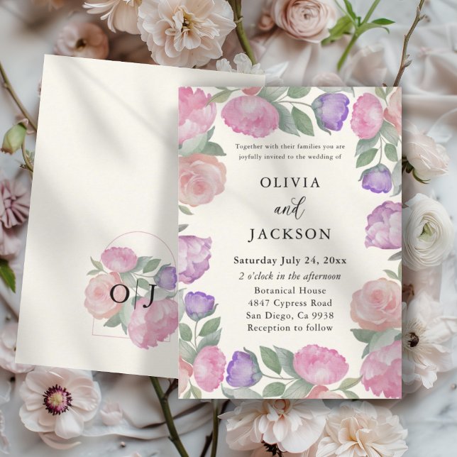 Boho Pastel Watercolor Florals Wedding Invitation (Creator Uploaded)