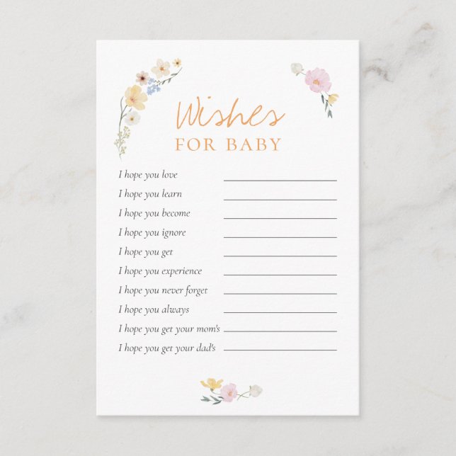 Boho Pastel Wishes for Baby Shower Enclosure Card (Front)