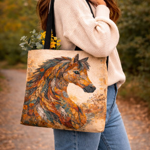 Boho Patchwork Folk Art Western Tote Bag