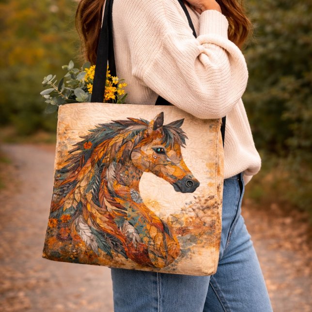 Boho Patchwork Folk Art Western Tote Bag (Creator Uploaded)