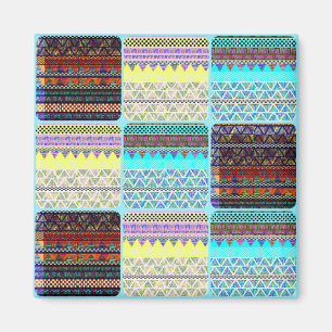 Boho Patchwork of Tribal Ethnic Stripes Magnet