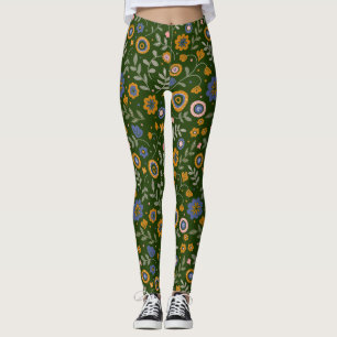 Boho pattern 01.w D Green BG Leggings