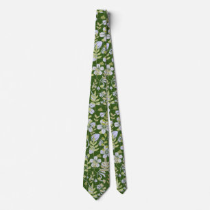 Boho pattern 02.w Floral on D Green BG Tie