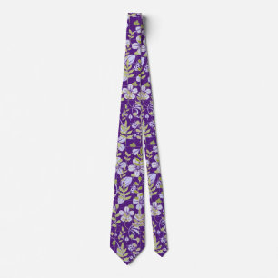 Boho pattern 02.w Floral on D Purple BG Tie