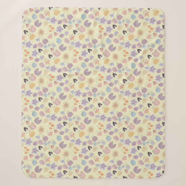 Boho pattern 02.w LYellow BG Sherpa Blanket (Front)