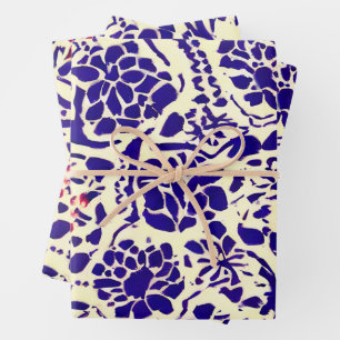 Boho Pattern Blue and Red Planner Wrapping Paper Sheet
