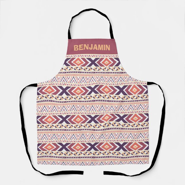 Boho Pattern Customise Name Apron (Front)