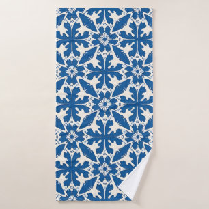 Boho Pattern in Blue – Elegant & Bold Bath Towel