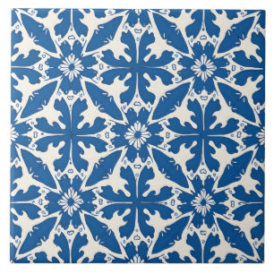 Boho Pattern in Blue – Elegant & Bold Ceramic Tile