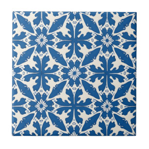 Boho Pattern in Blue – Elegant & Bold Ceramic Tile