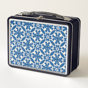 Boho Pattern in Blue – Elegant & Bold Metal Lunch Box
