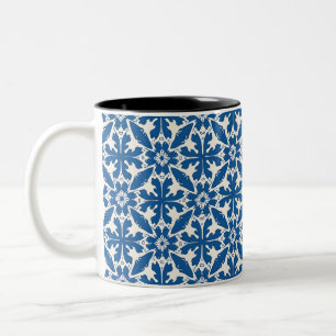 Boho Pattern in Blue – Elegant & Bold Two-Tone Coffee Mug