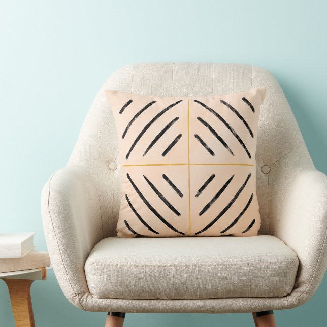 Boho pattern neatral black and creme feminine cushion (Creator Uploaded)