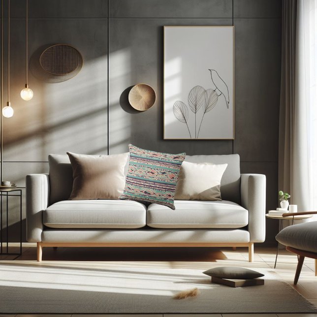 Boho patterned  cushion (Modern boho pattern throw pillow.)