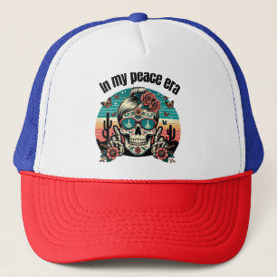 Boho Peace Era Skull – Retro Desert Floral Design" Trucker Hat