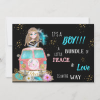 * Boho Peace & Love Hippie Car Bus Baby Boy 