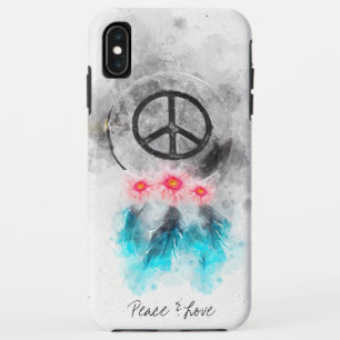 *~* Boho Peace Sign Feathers Flowers GrungeTribal iPhone XS Max Case