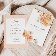 Boho Peach & Blush Floral Wedding Save the Date