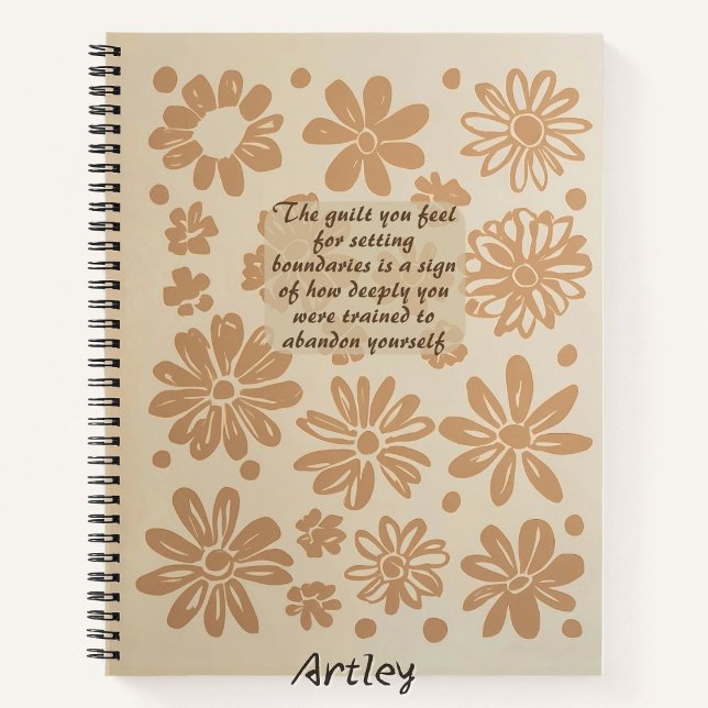 Boho Peach Floral Stamp Custom Quote Journal (Creator Uploaded)