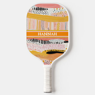 Boho Peach Gold Personalised Pickleball Paddle