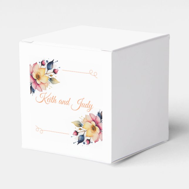 Boho Peachy Floral Favour Box (Front Side)
