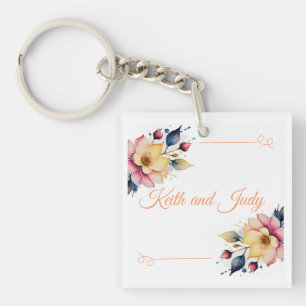 Boho Peachy Floral Key Ring