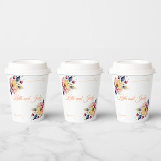 Boho Peachy Floral Paper Cups