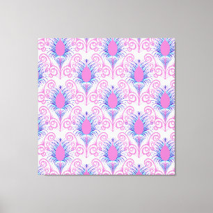 Boho Peacock Feather Jewel Tone-Neon Pink Canvas Print