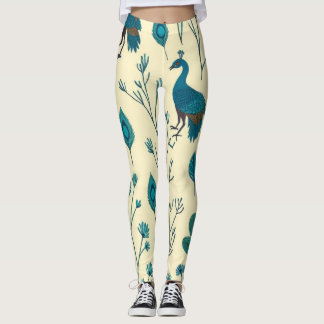 Boho Peacock Print Leggings