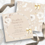 Boho Pearls Bridal Shower Invitation<br><div class="desc">Set the tone for an unforgettable celebration with our tan 'Pearls and Prosecco' square bridal shower invitation. Adorned with delicate watercolor boho chic cream and tan florals, and elegant gold-dusted champagne glasses, this invitation exudes timeless sophistication. Perfect for a champagne brunch affair, it ensures your guests anticipate a day filled...</div>