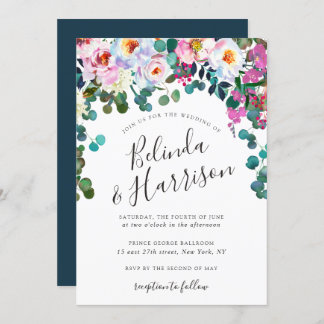Boho Peonies & Eucalyptus Wedding Invitation