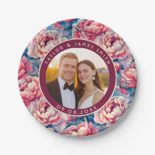 Boho Peonies Plates For Bride To Be Party