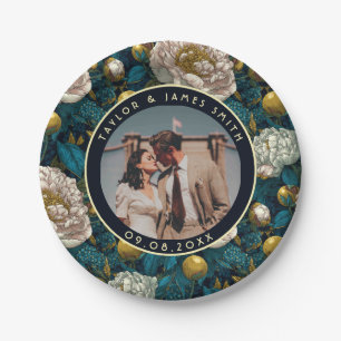Boho Peonies Plates For Engagement Party