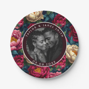 Boho Peonies Plates For Rehearsal Dinner Party