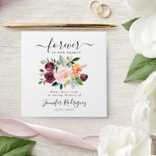 Boho Peony Floral Seed Packet Memorial Funeral  En Envelope