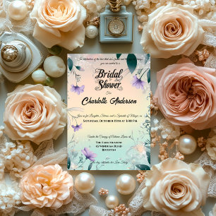Boho Periwinkle and Silver Bridal Shower Invitation