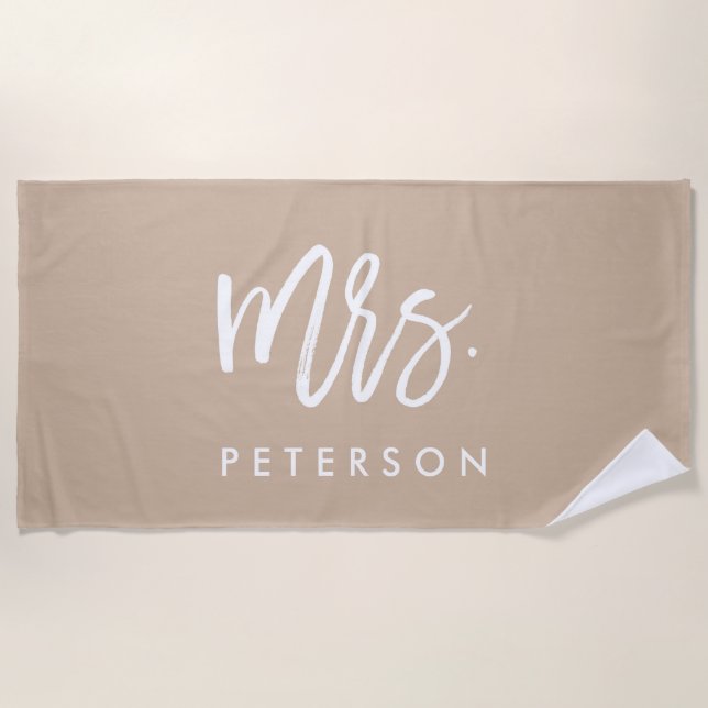 Boho Personalised Bachelorette Bride Honeymoon Beach Towel (Front)