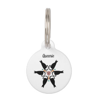 Boho Personalized Phone Black Cats Flower Mandala Pet Tag