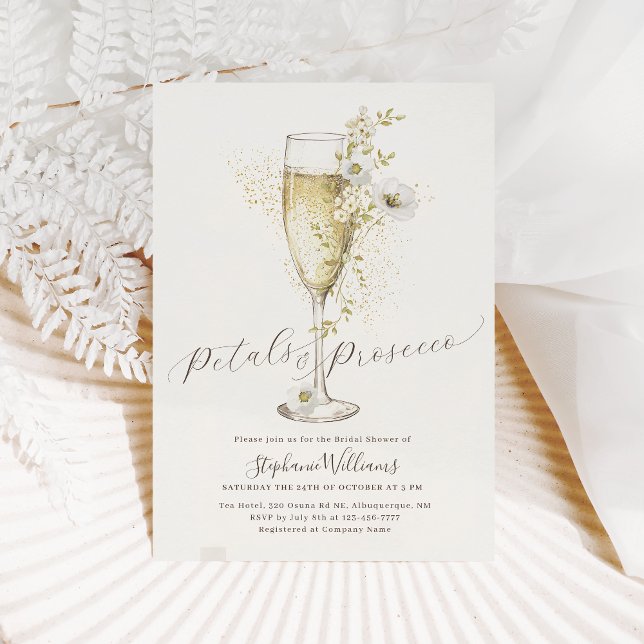 Boho Petals and Prosecco Bridal Shower  Invitation (Creator Uploaded)