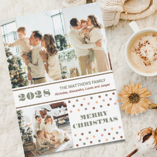 Boho Photo Collage Christmas Holiday Greeting Card