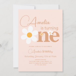 Boho Photo Daisy 1st Brithday Invitation