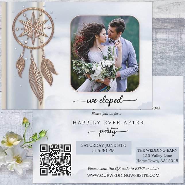 Boho Photo Dreamcatcher Happily Ever After Party Invitation (Creator Uploaded)