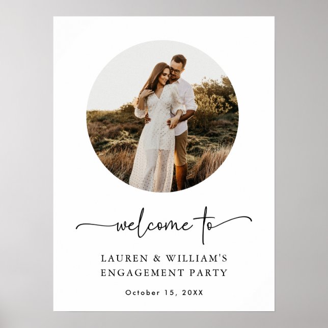 Boho Photo Engagement Party Welcome Sign (Front)