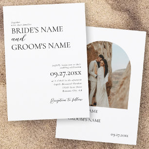Boho Photo Minimalist Modern Simple Wedding Invitation
